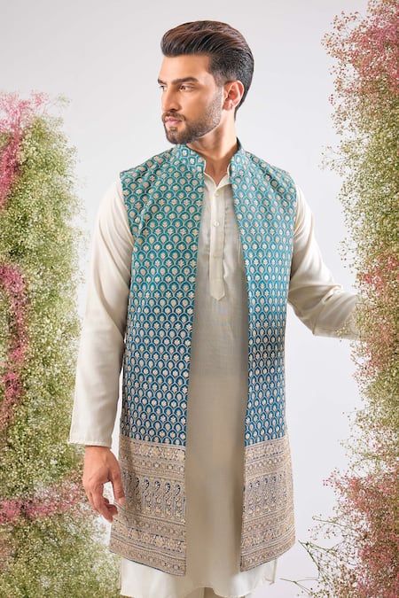 Kasbah Embroidered Ombre Shaded Nehru Jacket 