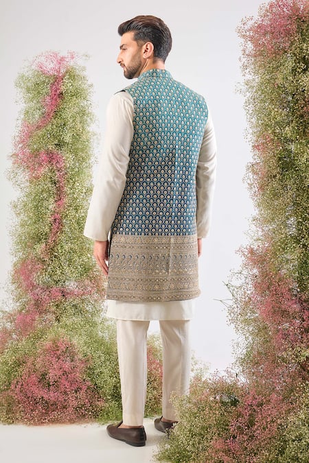 Kasbah Embroidered Ombre Shaded Nehru Jacket 
