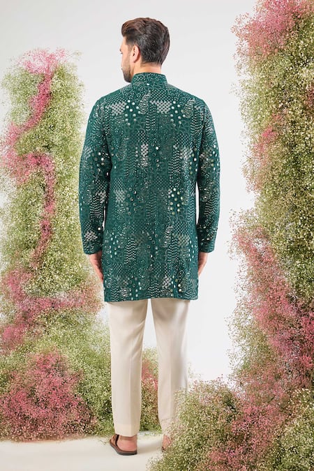 Kasbah Mirror Work Silk Short Kurta  