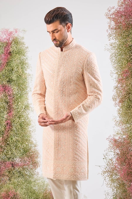 Kasbah Hand Embroidered Georgette Sherwani 