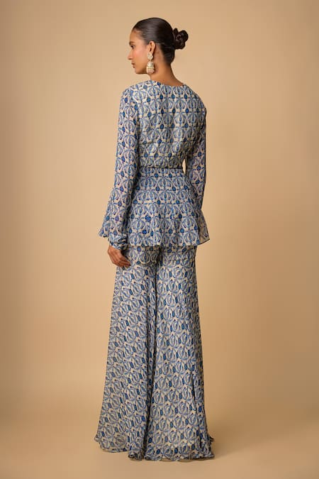 Neha Khullar Printed Peplum Kurta & Gharara Set