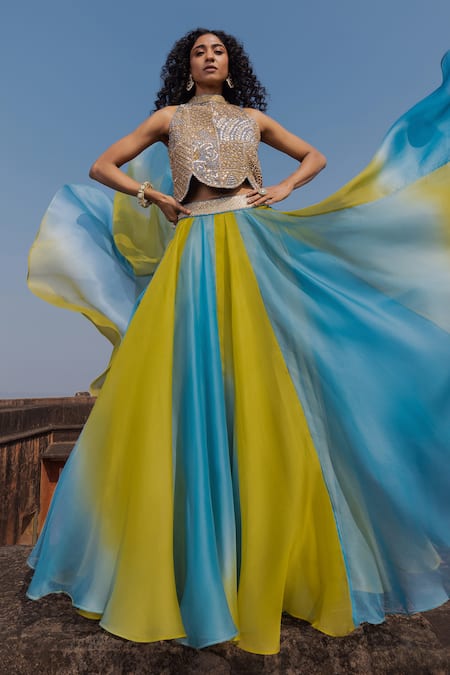 Punit Balana Artistic Scallop Top & Skirt Set 