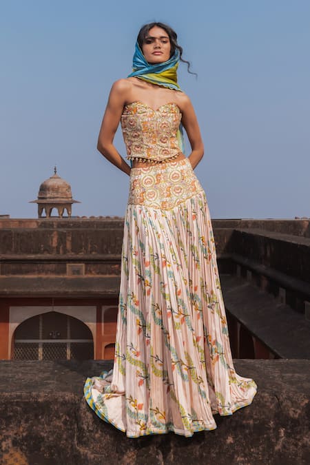 Punit Balana Printed Corset Skirt Set 