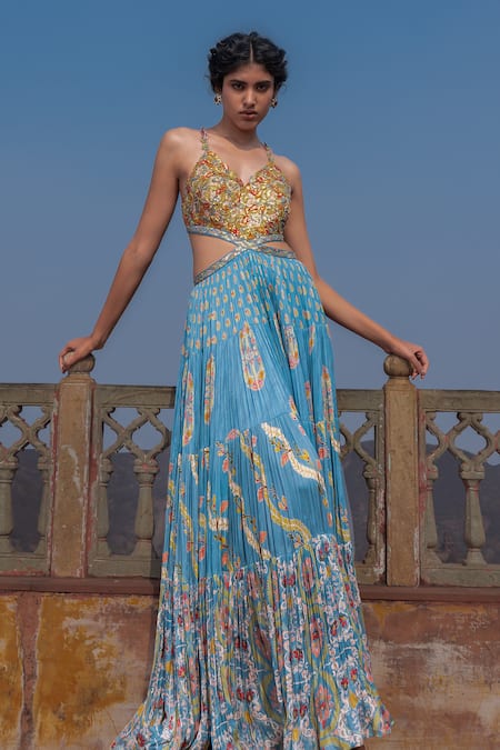 Punit Balana Printed & Embroidered Maxi Dress 