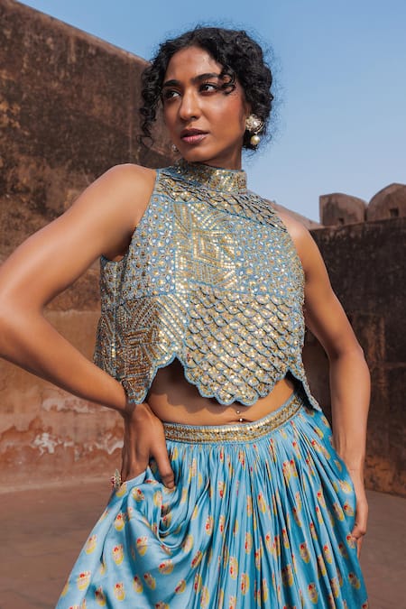 Punit Balana Mist Top & Printed Skirt Set 