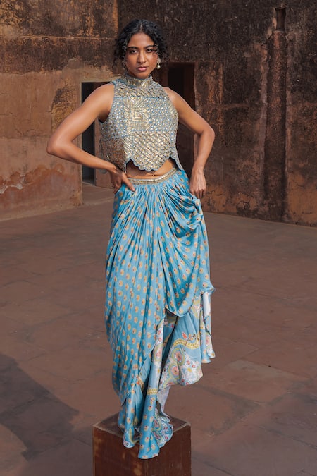 Punit Balana Mist Top & Printed Skirt Set 