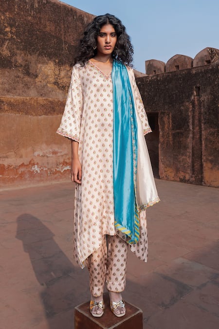 Punit Balana Floral Print Kaftan Kurta Set 