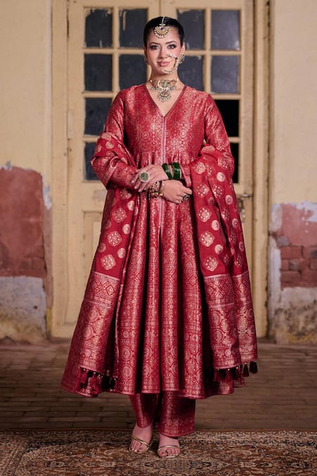 Safaa Meherbaan Floral Woven Anarkali Set 