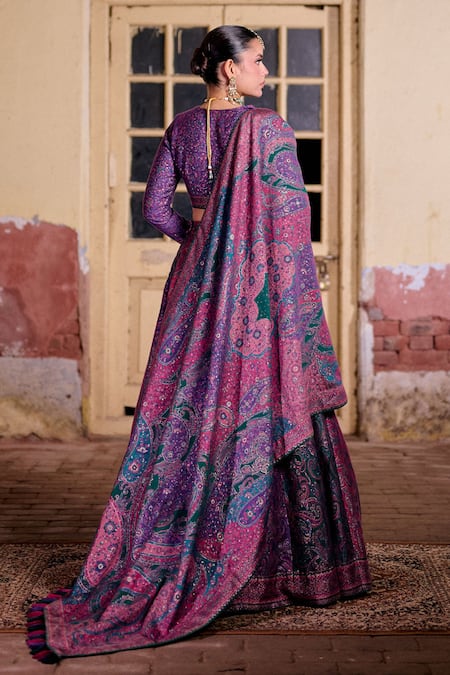 Safaa Noorbano Paisley Woven Lehenga Set 