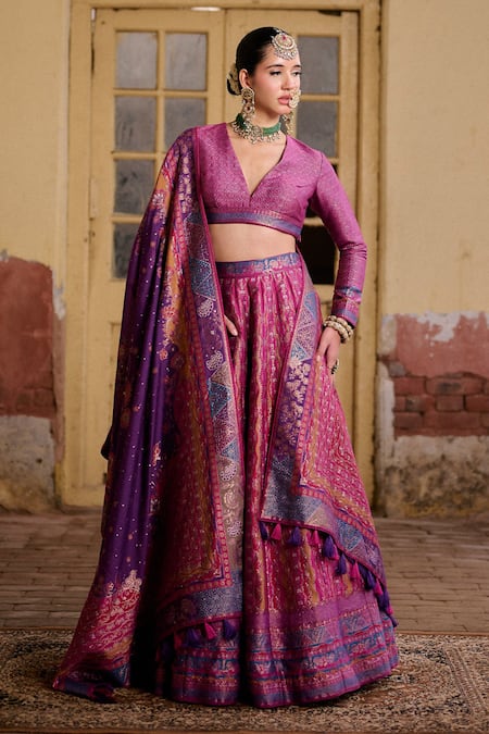Safaa Dilruba Floral Woven Lehenga Set 