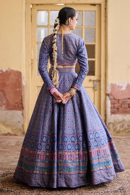 Safaa Kashni Ajrakh Woven Lehenga Set 