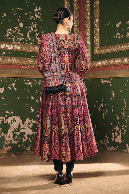 Safaa Zafraani Paisley Woven Anarkali Set 