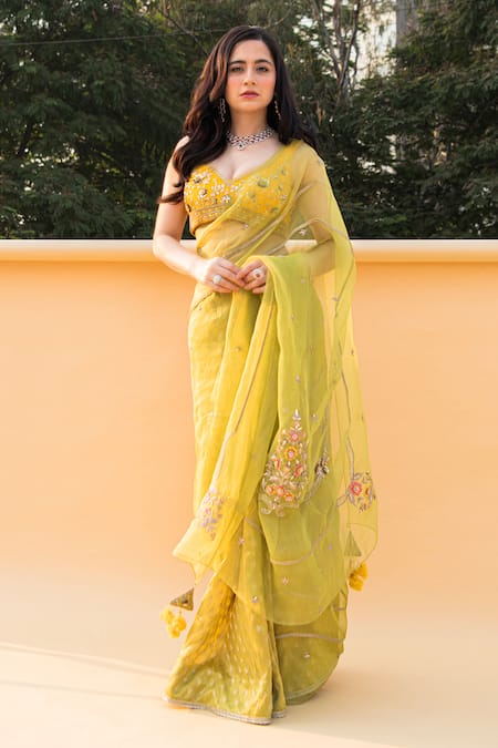 Shreeka Floral Embroidered Saree With Blouse 