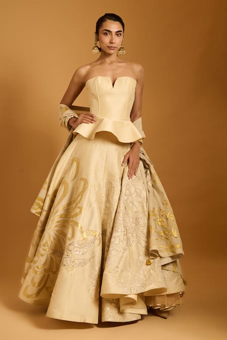 Siddartha Tytler Applique Embroidered Lehenga Corset Set 