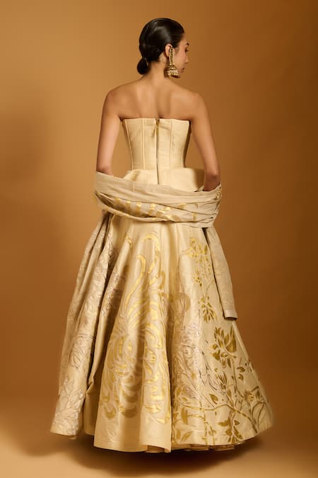 Siddartha Tytler Applique Embroidered Lehenga Corset Set 