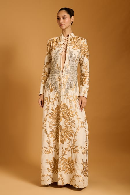 Siddartha Tytler Trifecta Dragonfly Embroidered Long Jacket 