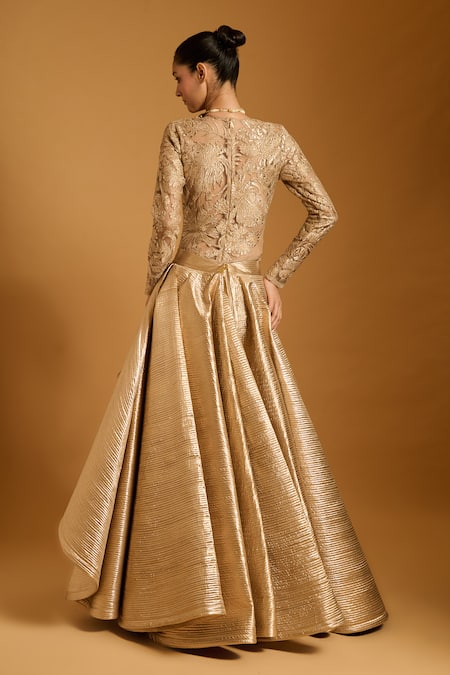 Siddartha Tytler Trifecta Gold Quilted Skirt 