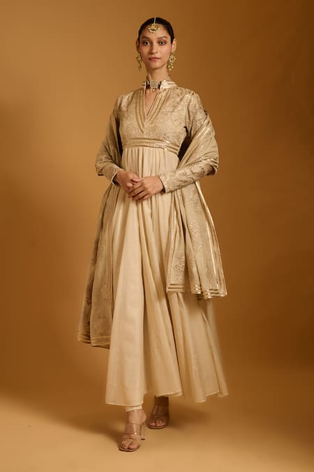 Siddartha Tytler Chanderi Embroidered Anarkali Set 