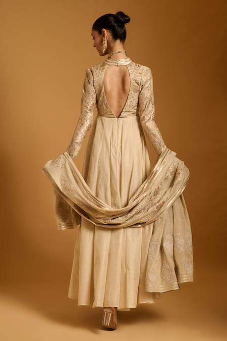 Siddartha Tytler Chanderi Embroidered Anarkali Set 