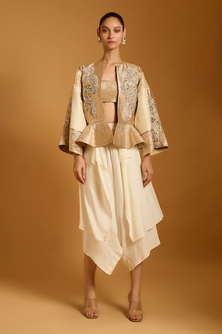 Siddartha Tytler Embellished Layered Flap Dhoti Pant 