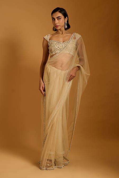 Siddartha Tytler Embroidered Saree With Blouse 