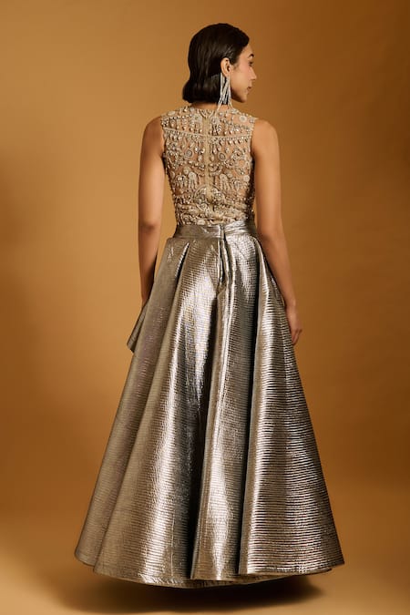 Siddartha Tytler Trifecta Net Embellished Bodysuit 