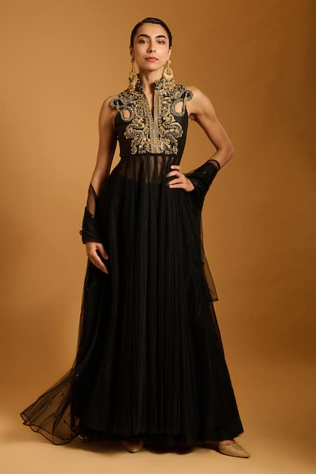 Siddartha Tytler Yoke Embroidered Anarkali Sharara Set 