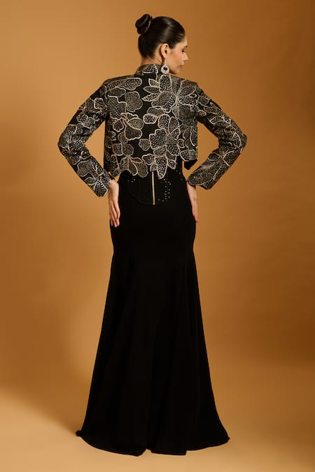 Siddartha Tytler Crystal Quilted Embellished Corset 