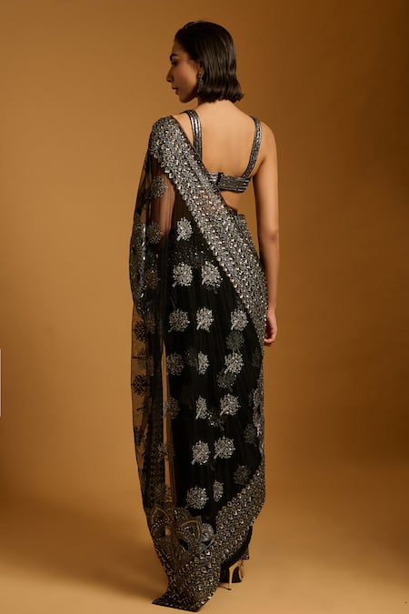 Siddartha Tytler Sequin Embroidered Saree With Blouse 