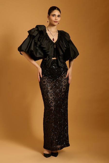 Siddartha Tytler Embroidered Sequin Skirt 