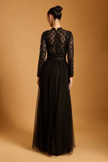 Siddartha Tytler Embroidered Sheer Gown