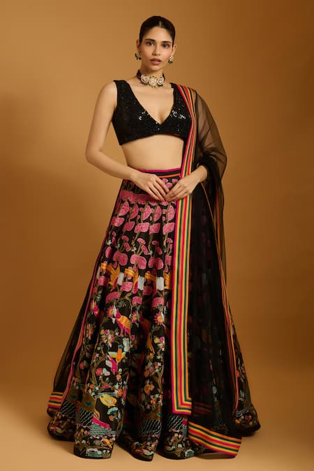 Siddartha Tytler Embroidered Forest Motif Lehenga Set 