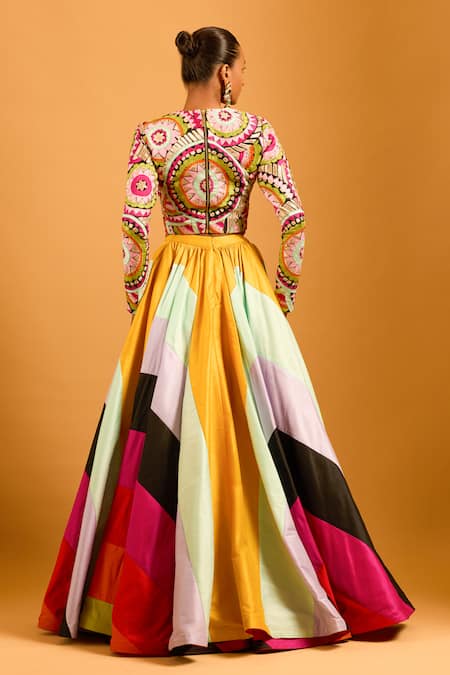 Siddartha Tytler Trifecta Dupion Stripe Panelled Skirt 