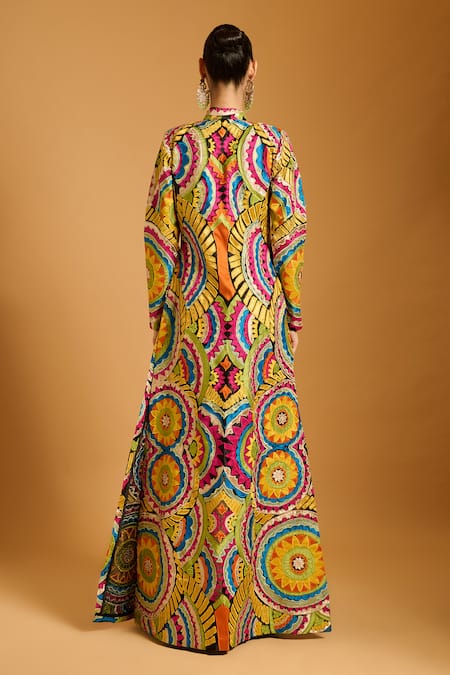 Siddartha Tytler Mandala Applique Long Jacket Set 