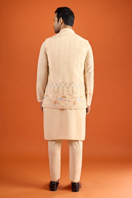 Arihant Rai Sinha Floral Embroidered Bundi & Kurta Set 