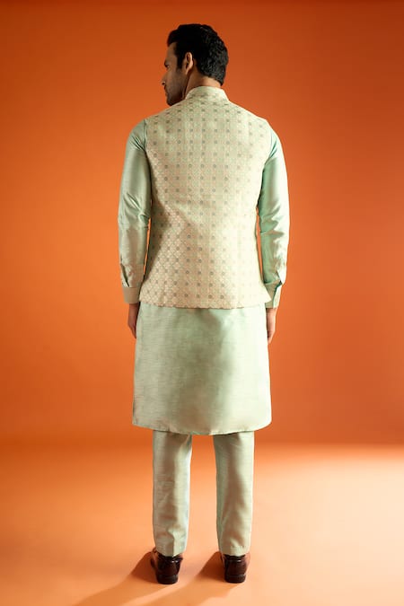 Arihant Rai Sinha Geometric Pattern Bundi & Kurta Set 