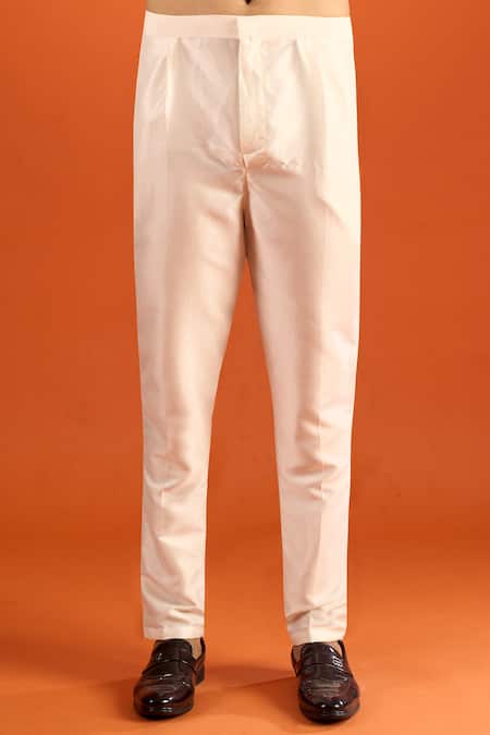 Shop_Arihant Rai Sinha_Off White Silk Embroidery Bundi Kurta Set 