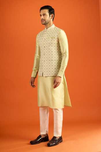 Arihant Rai Sinha_Green Kurta And Sleeveless Bundi Set _at_Aza_Fashions