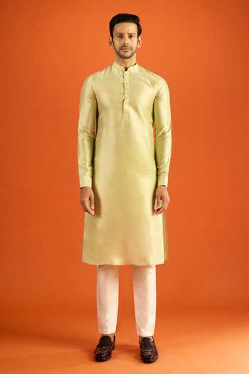 Shop_Arihant Rai Sinha_Green Kurta And Sleeveless Bundi Set 