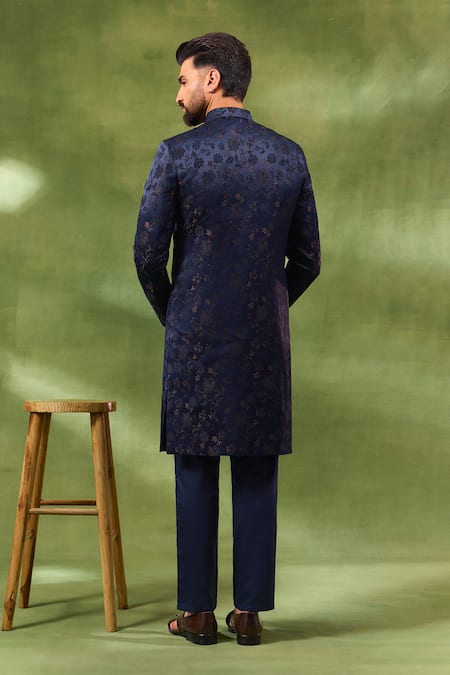 Spring Break Floral Jacquard Woven Sherwani Set 
