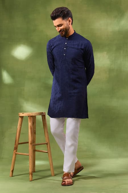 Spring Break Navy Thread Embroidered Kurta Set 