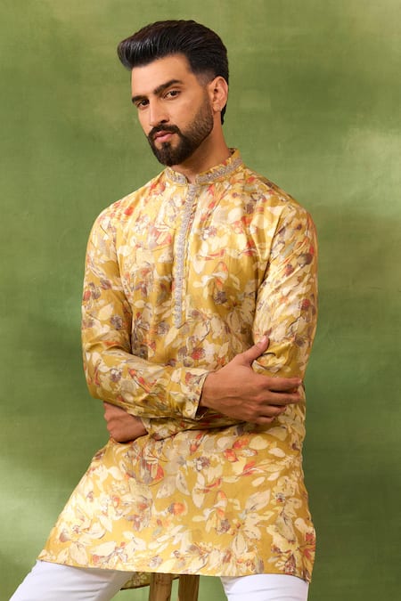 Spring Break Yellow Botanical Print Kurta Set 