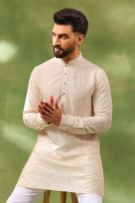 Spring Break Ivory Thread Embroidered Kurta Set 