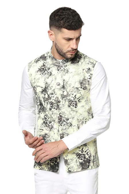 Spring Break Grey Printed Nehru Jacket 