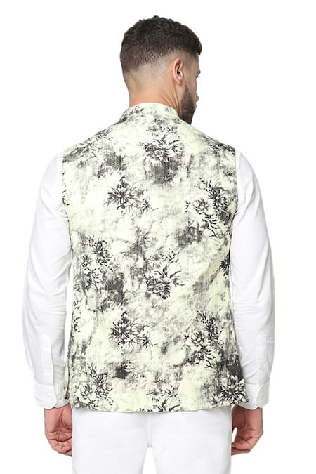 Spring Break Grey Printed Nehru Jacket 