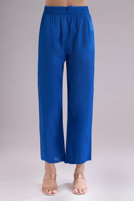 Buy_Samyukta Singhania_Blue Chinon, Silk, Shantoon, Chiffon Embroidery, Gota Bandhani Print Kurta Set 