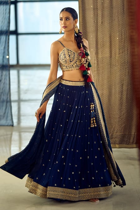 Samyukta Singhania Floral Embroidered Blouse Lehenga Set 