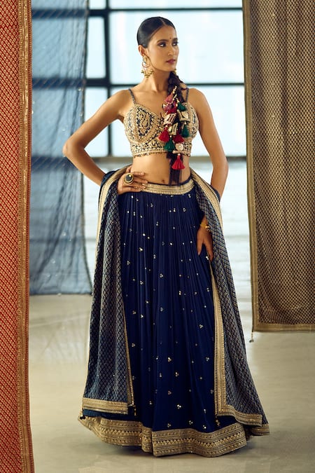 Samyukta Singhania Floral Embroidered Blouse Lehenga Set 