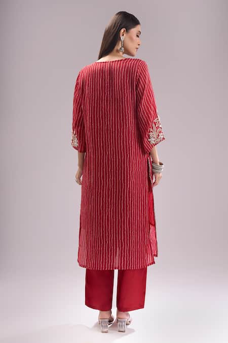 Shop Samyukta Singhania Red Chinon, Silk, Shantoon, Chiffon Gota Patti, Zari, Bandhani Print Kurta Set at Aza Fashions Shop_Samyukta Singhania_Red Chinon, Silk, Shantoon, Chiffon Gota Patti, Zari, Bandhani Print Kurta Set _at_Aza_Fashions