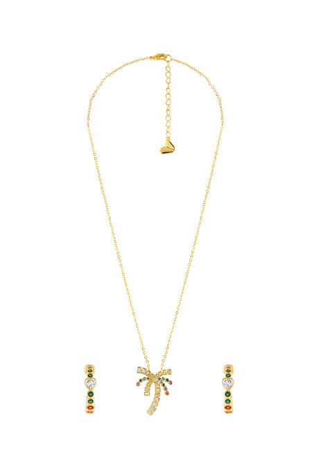 Isharya Palm Groove Necklace Set 